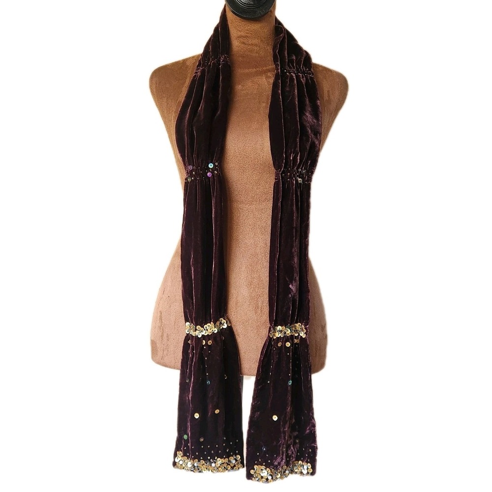 Vintage Talbots Velvet Beaded Sequins‎ Brownish Burgandy Fall Winter Y2K